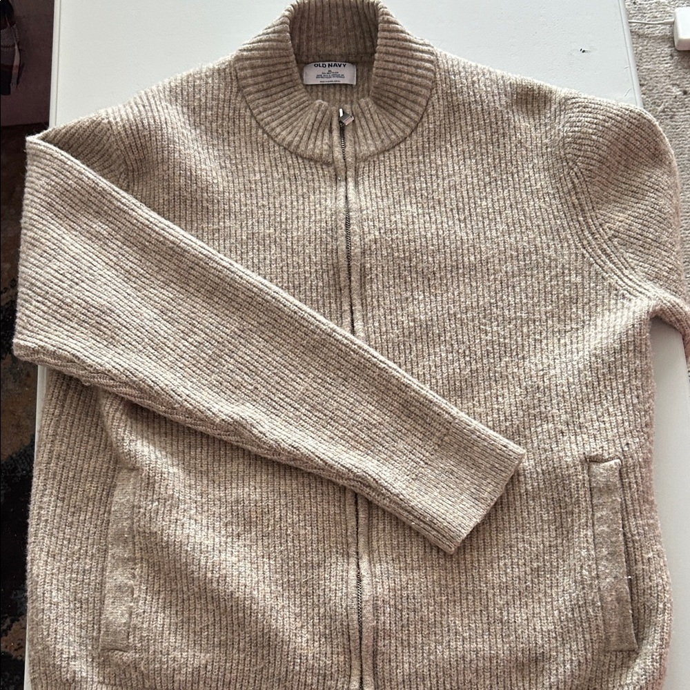 Old Navy Beige Zip-Up Sweater